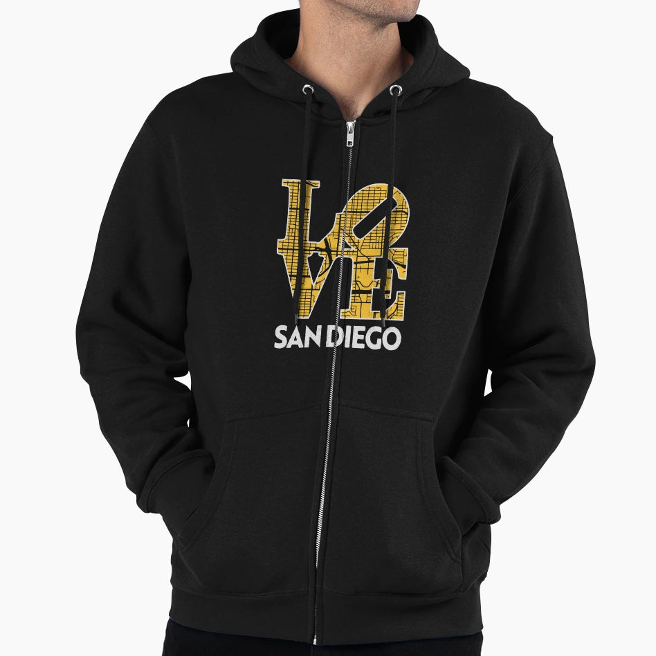 Love San Diego City Map San Diego 619 Hoodie - Aesthetic Graphic Unisex - T-Shirt, Sweatshirt, Hoodie
