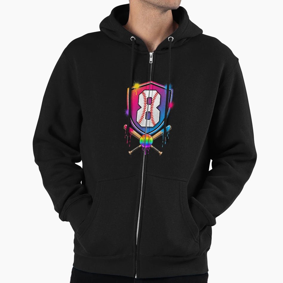 Baseball Drip 8Th Birthday Home Hoodie - Casual Everyday Wear Men Women - T-Shirt, Sweatshirt, Hoodie