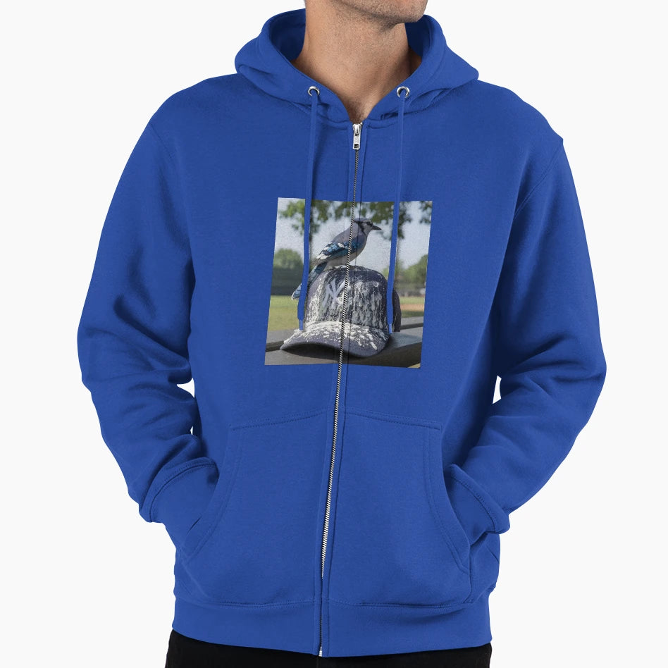 Blue Jay Decorating Ny Yankee Hat Hoodie - Fun Novelty Design for Adults - T-Shirt, Sweatshirt, Hoodie
