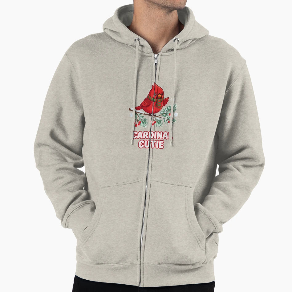 Cardinal Cutie Winter Bird Hoodie - Graphic Print Unisex - T-Shirt, Sweatshirt, Hoodie