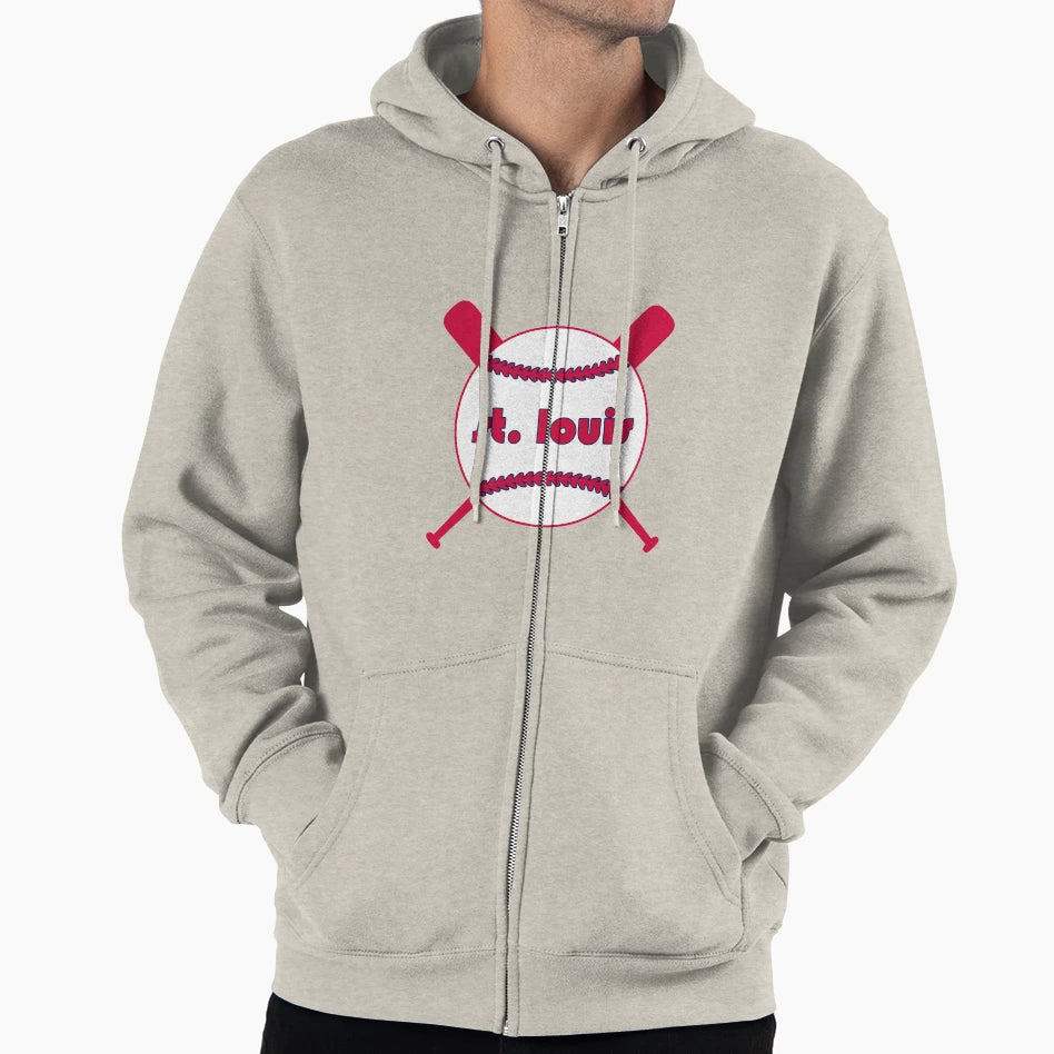 St Louis Throwback Baseball Crossed Hoodie - Streetwear Style for Adults - T-Shirt, Sweatshirt, Hoodie