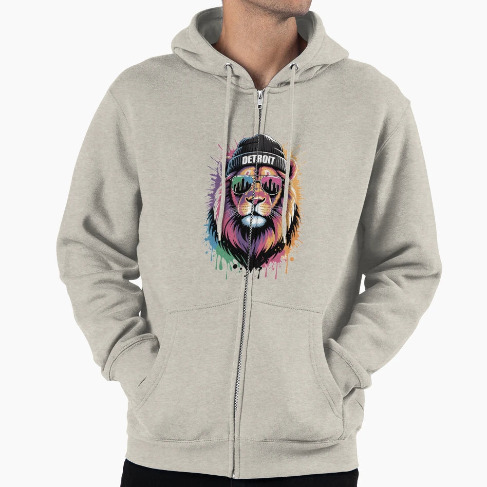 Detroit Lion Hoodie - Custom Art Print Men Women - T-Shirt, Sweatshirt, Hoodie