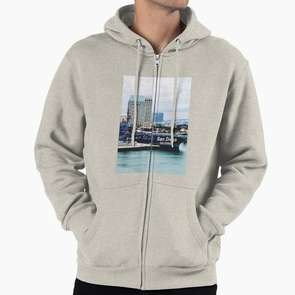 San Diego California Downtown Skyline Hoodie - Minimalist Print Men Women - T-Shirt, Sweatshirt, Hoodie