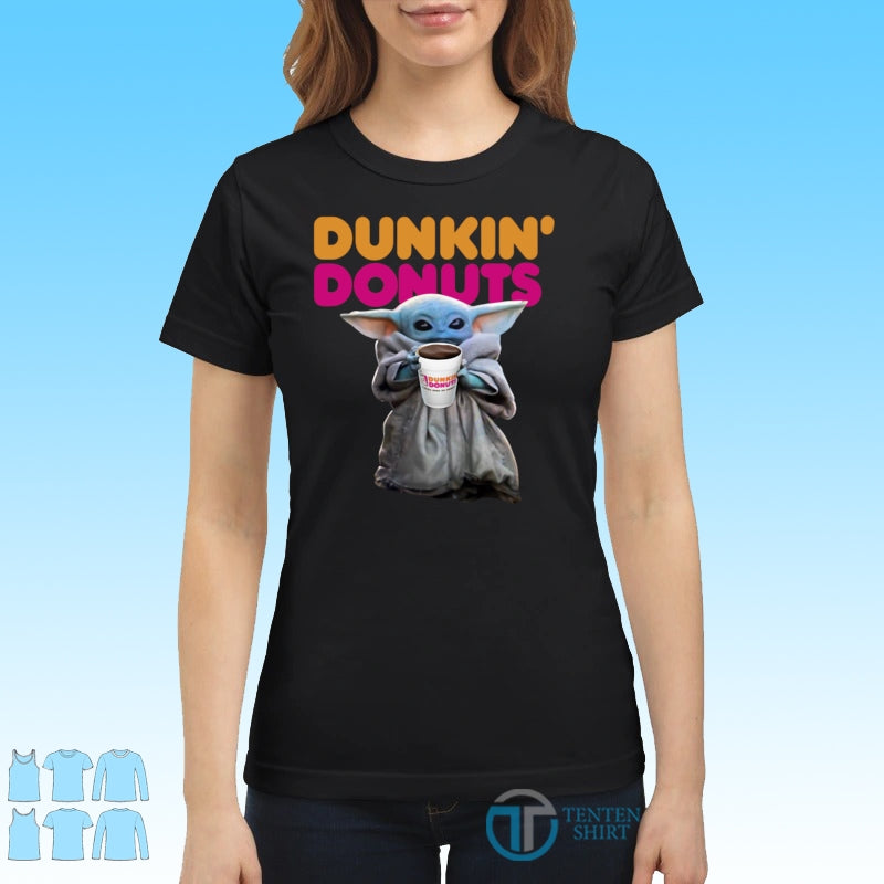 Star Wars Baby Yoda Dunkin' Donuts - Adult & Kids T-Shirts, Sweatshirts & Hoodies apparel design preview 3