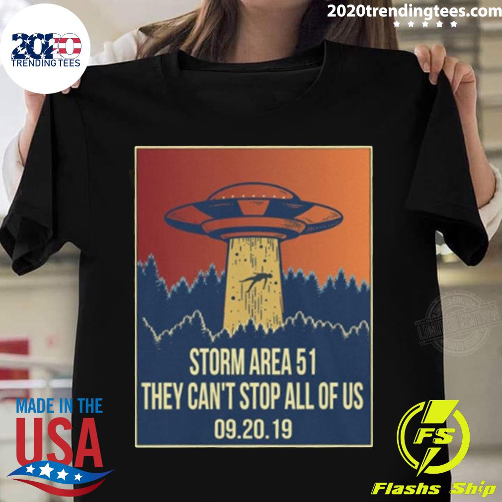Storm area 51 alien ufo they can't stop us - Adult & Kids T-Shirts, Sweatshirts & Hoodies apparel design preview 1