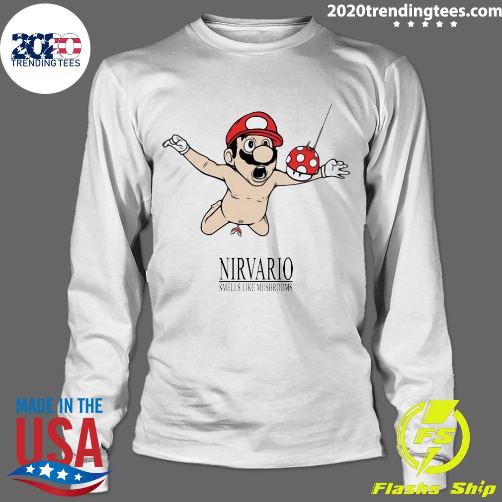 Super Mario Nirvario Smells Like Mushrooms - Adult & Kids T-Shirts, Sweatshirts & Hoodies apparel design preview 4