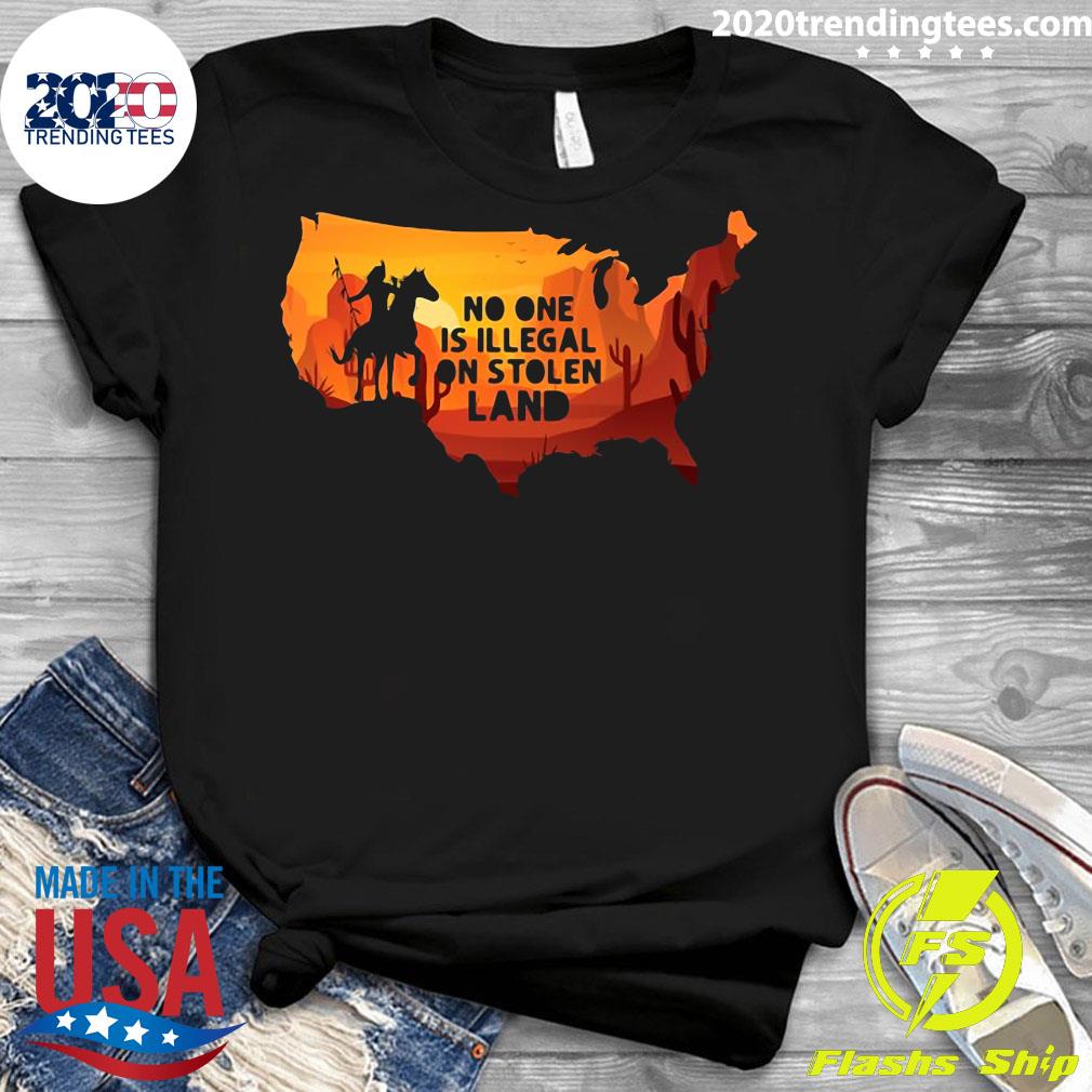 Support Immigration No One Is Illegal On Stolen Land - Adult & Kids T-Shirts, Sweatshirts & Hoodies apparel design preview 3