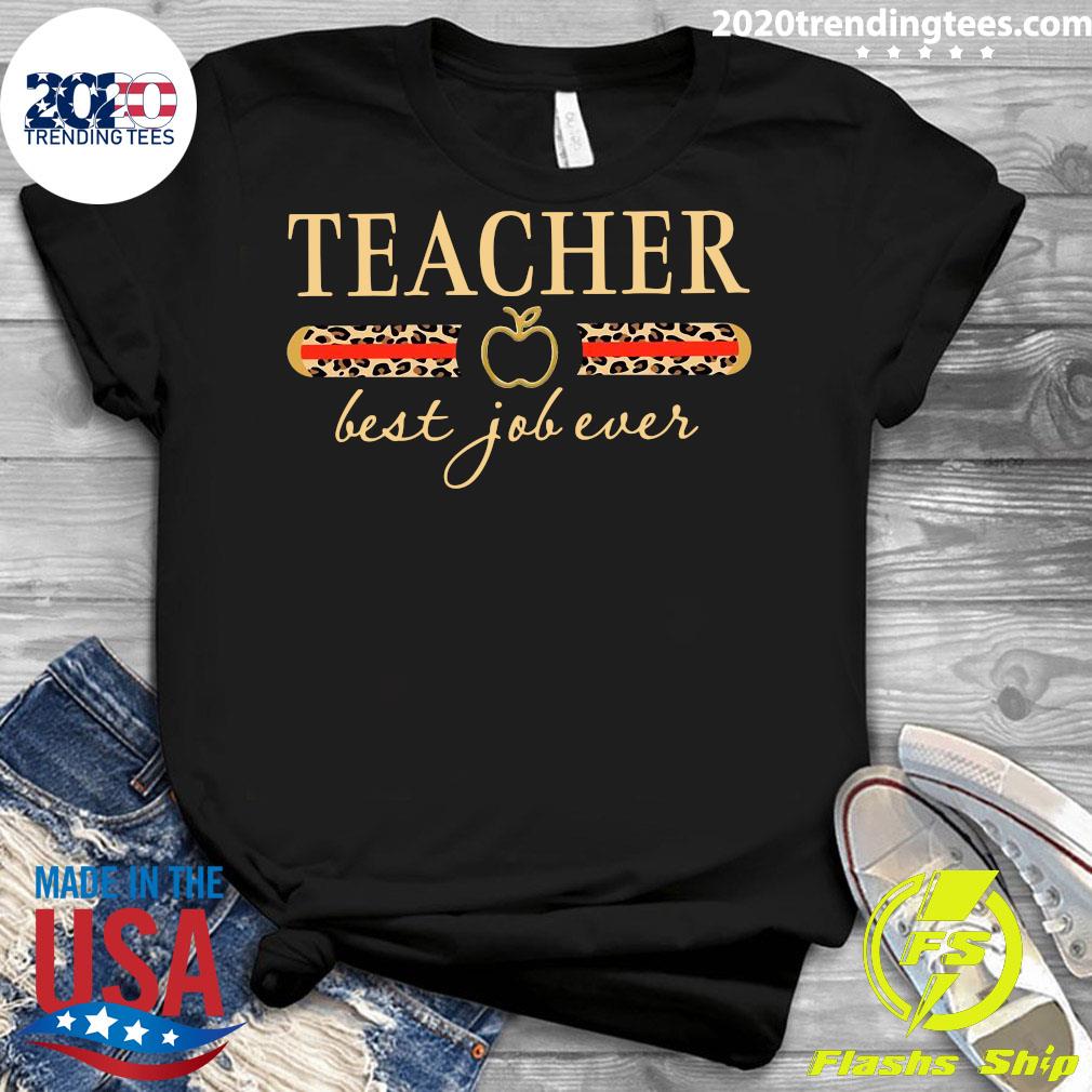 Teacher Apple Best Job Ever Leopard - Adult & Kids T-Shirts, Sweatshirts & Hoodies apparel design preview 3