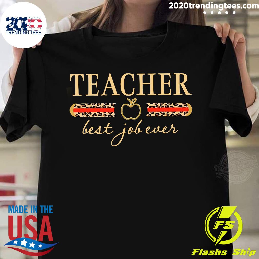 Teacher Apple Best Job Ever Leopard - Adult & Kids T-Shirts, Sweatshirts & Hoodies apparel design preview 1