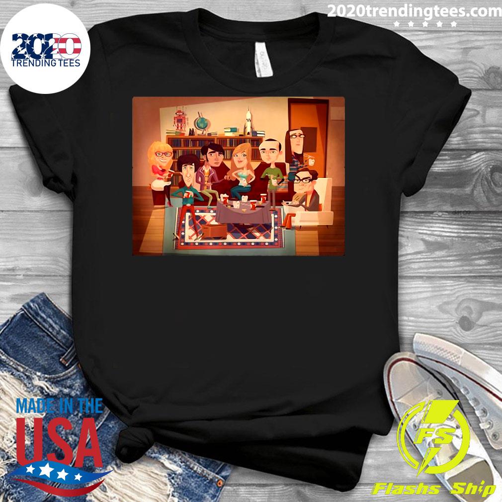 The Big Bang Theory Group Shot Dinner Poster - Adult & Kids T-Shirts, Sweatshirts & Hoodies apparel design preview 3