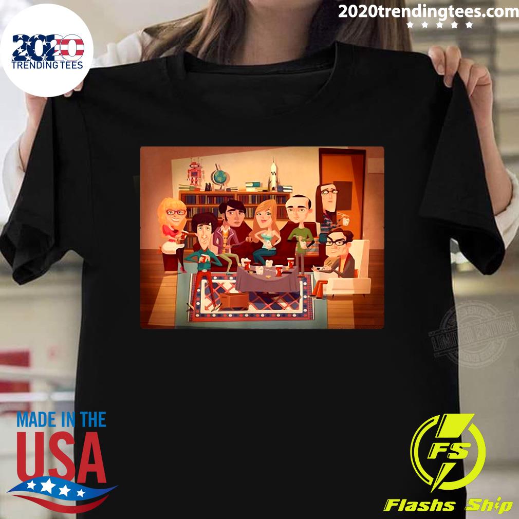 The Big Bang Theory Group Shot Dinner Poster - Adult & Kids T-Shirts, Sweatshirts & Hoodies apparel design preview 1