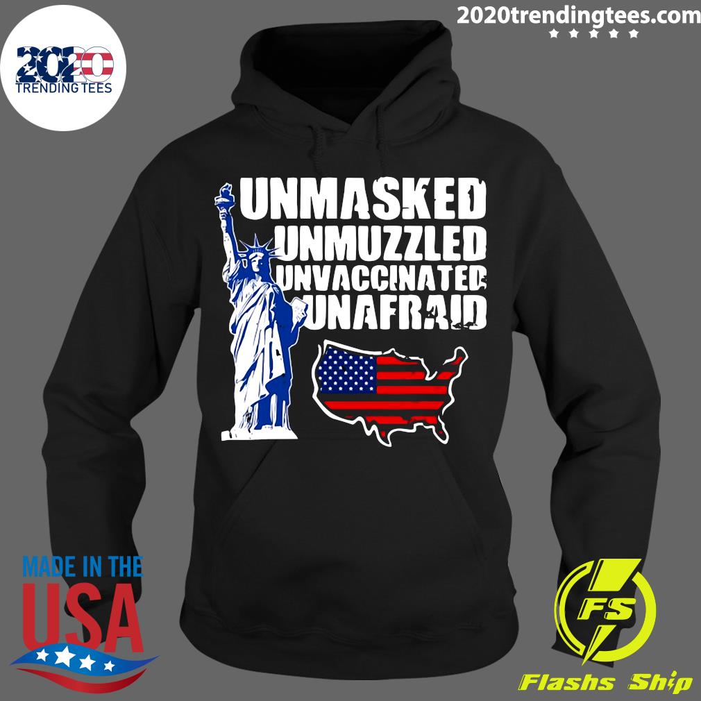 USA Unmasked Unmuzzled Unvaccinated Unafraid - Adult & Kids T-Shirts, Sweatshirts & Hoodies apparel design preview 2