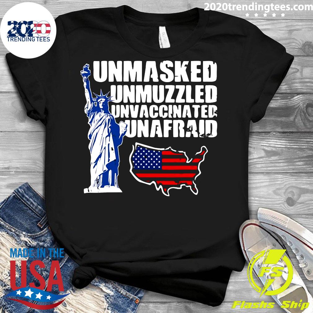 USA Unmasked Unmuzzled Unvaccinated Unafraid - Adult & Kids T-Shirts, Sweatshirts & Hoodies apparel design preview 3