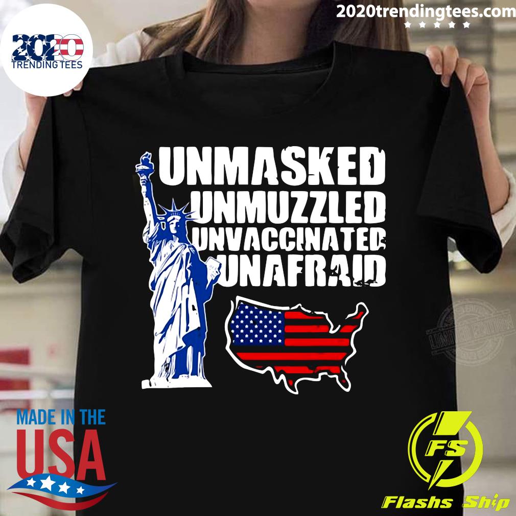 USA Unmasked Unmuzzled Unvaccinated Unafraid - Adult & Kids T-Shirts, Sweatshirts & Hoodies apparel design preview 1