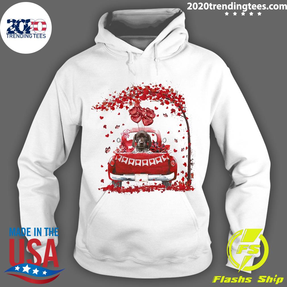 Valentine Red Car German Shorthaired Pointer Dog - Adult & Kids T-Shirts, Sweatshirts & Hoodies apparel design preview 2