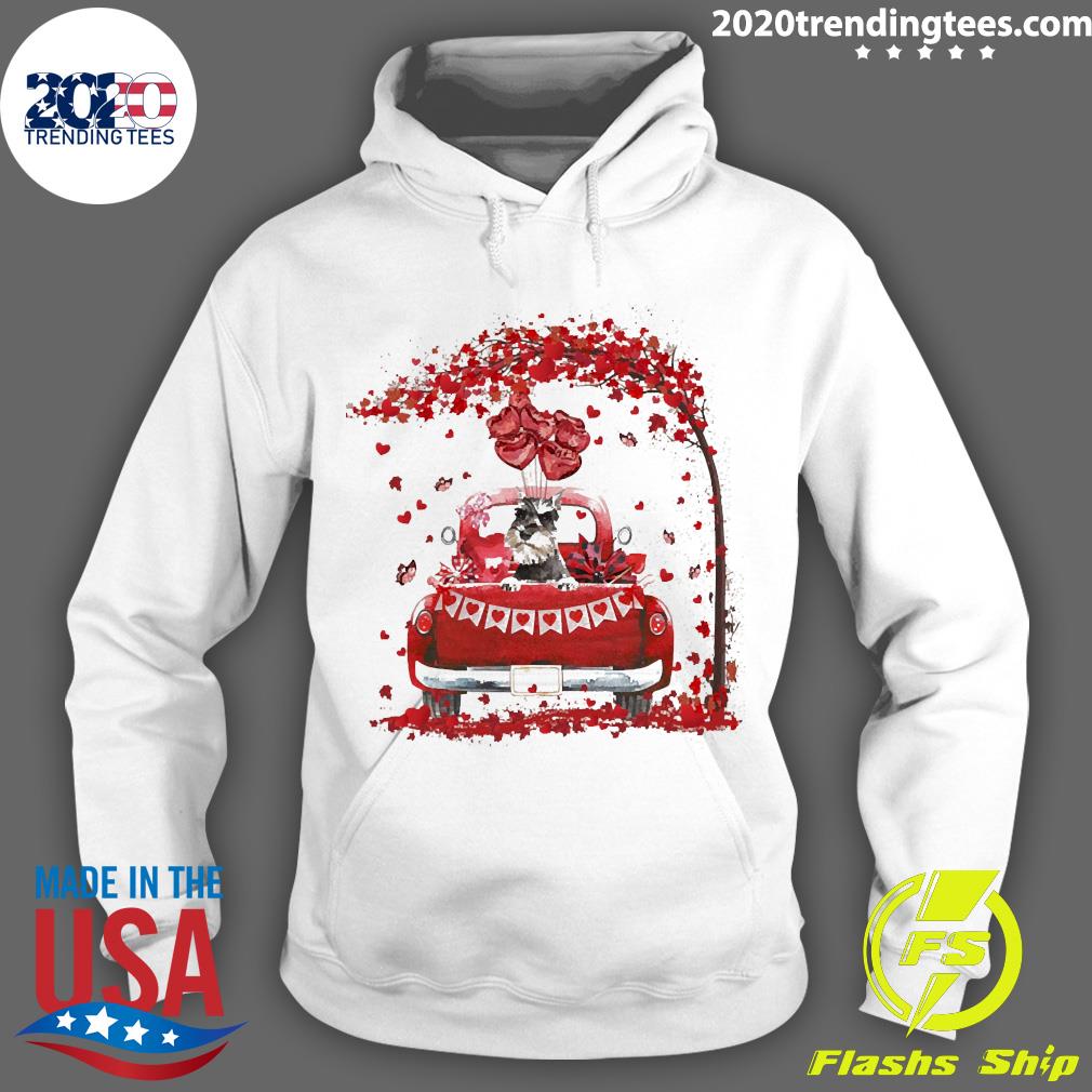 Valentine Red Car Grey Miniature Schnauzer Dog - Adult & Kids T-Shirts, Sweatshirts & Hoodies apparel design preview 2