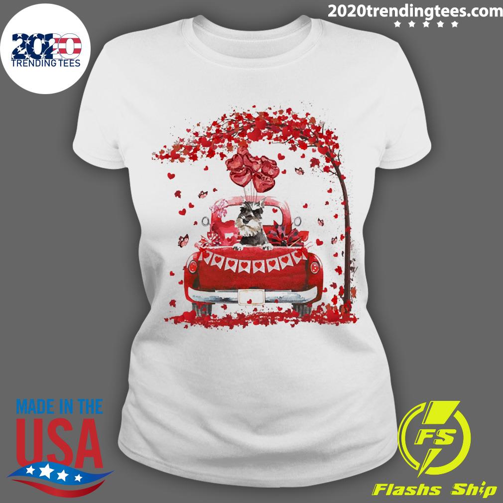 Valentine Red Car Grey Miniature Schnauzer Dog - Adult & Kids T-Shirts, Sweatshirts & Hoodies apparel design preview 3