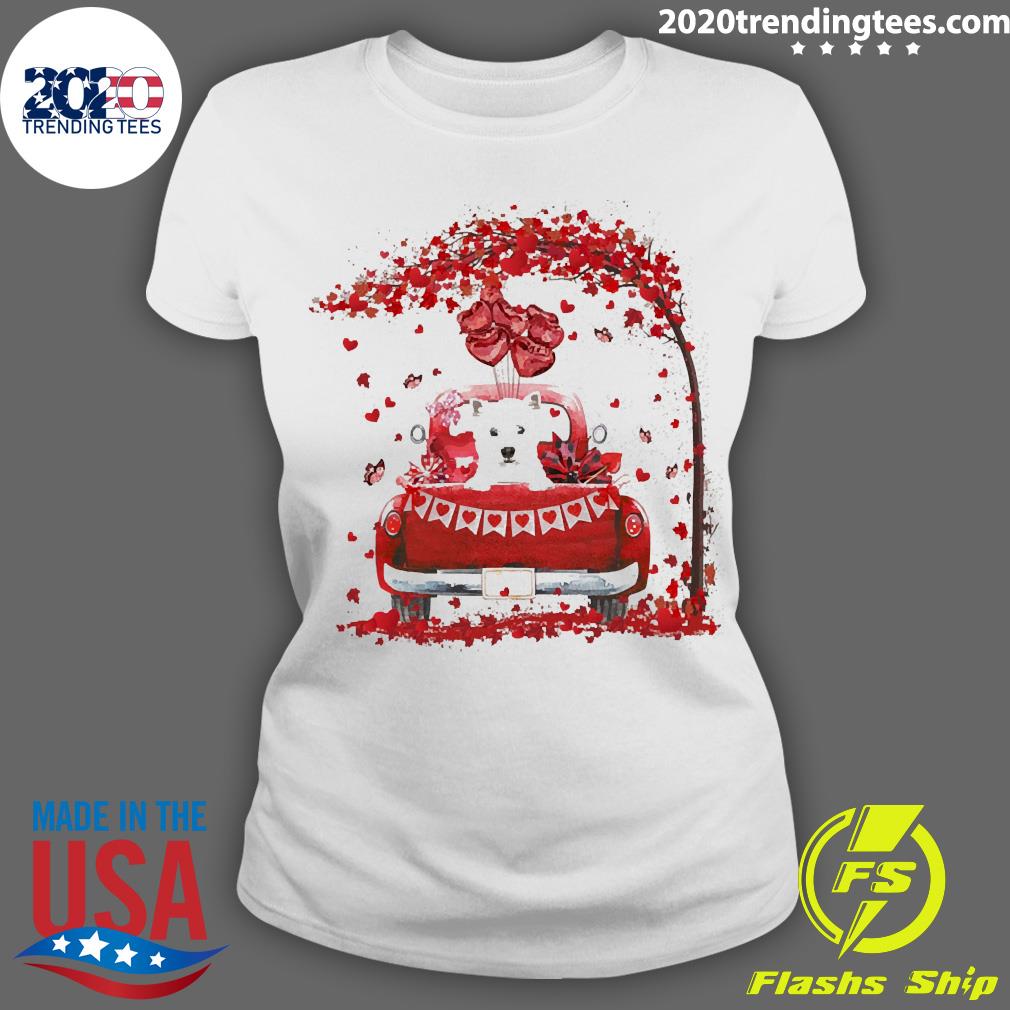 Valentine Red Car West Highland White Terrier - Adult & Kids T-Shirts, Sweatshirts & Hoodies apparel design preview 3