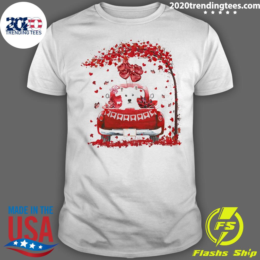 Valentine Red Car West Highland White Terrier - Adult & Kids T-Shirts, Sweatshirts & Hoodies apparel design preview 1