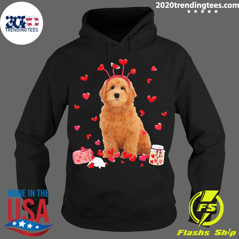 Valentine's Day Sweet Headband Red Goldendoodle Dog - Adult & Kids T-Shirts, Sweatshirts & Hoodies apparel design preview 2