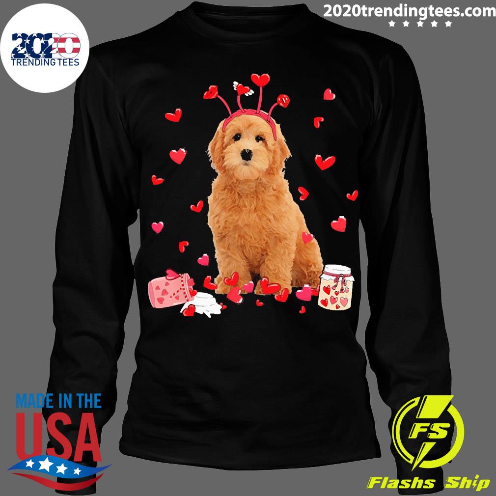Valentine's Day Sweet Headband Red Goldendoodle Dog - Adult & Kids T-Shirts, Sweatshirts & Hoodies apparel design preview 4