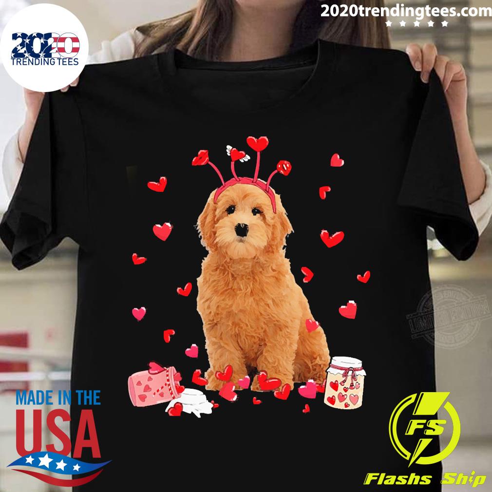 Valentine's Day Sweet Headband Red Goldendoodle Dog - Adult & Kids T-Shirts, Sweatshirts & Hoodies apparel design preview 1