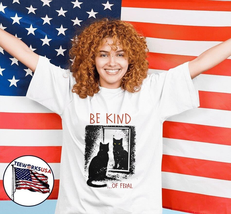 Be Kind Of Feral Black Cat Mirror - Adult & Kids T-Shirts, Sweatshirts & Hoodies apparel design preview 7