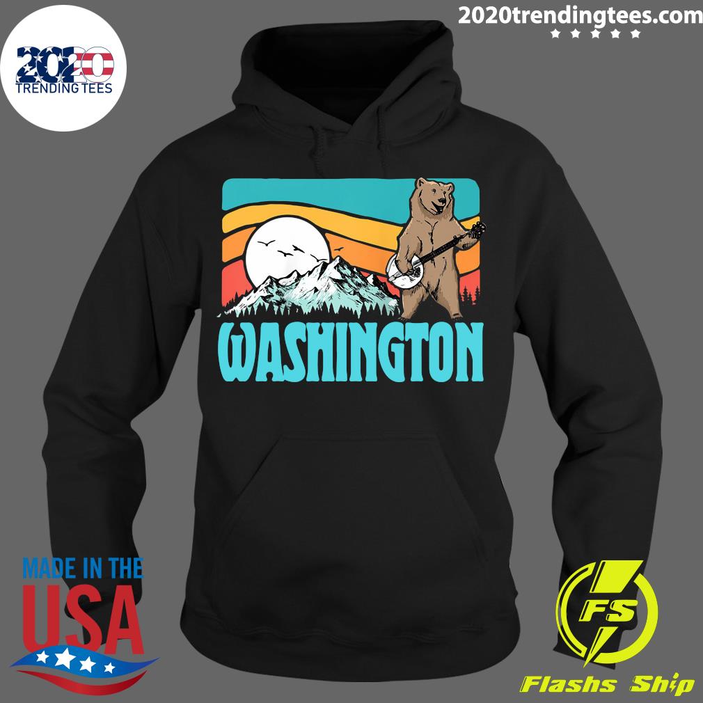 Washington Pnw Mountains Bluegrass Banjo Bear Funny - Adult & Kids T-Shirts, Sweatshirts & Hoodies apparel design preview 2