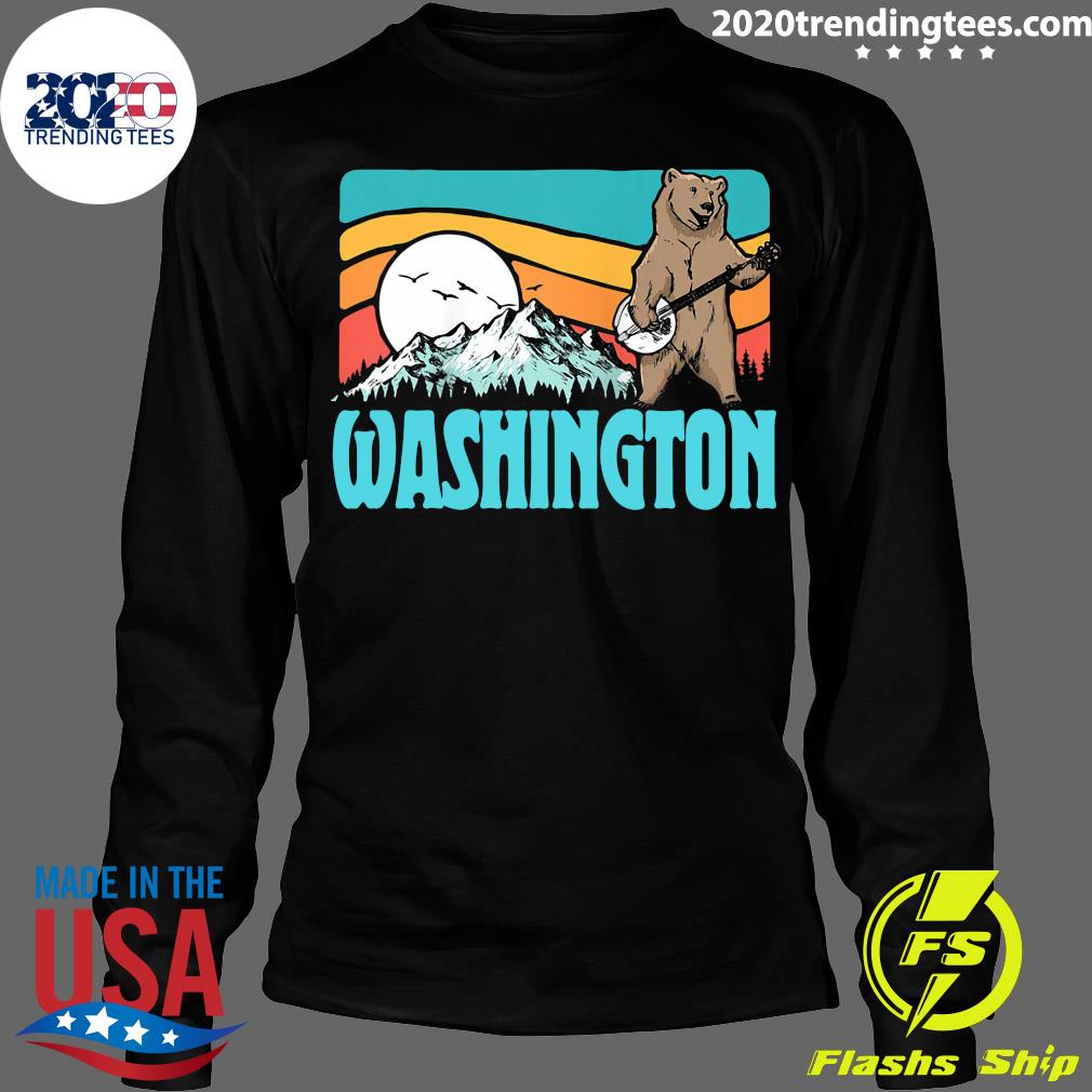 Washington Pnw Mountains Bluegrass Banjo Bear Funny - Adult & Kids T-Shirts, Sweatshirts & Hoodies apparel design preview 4