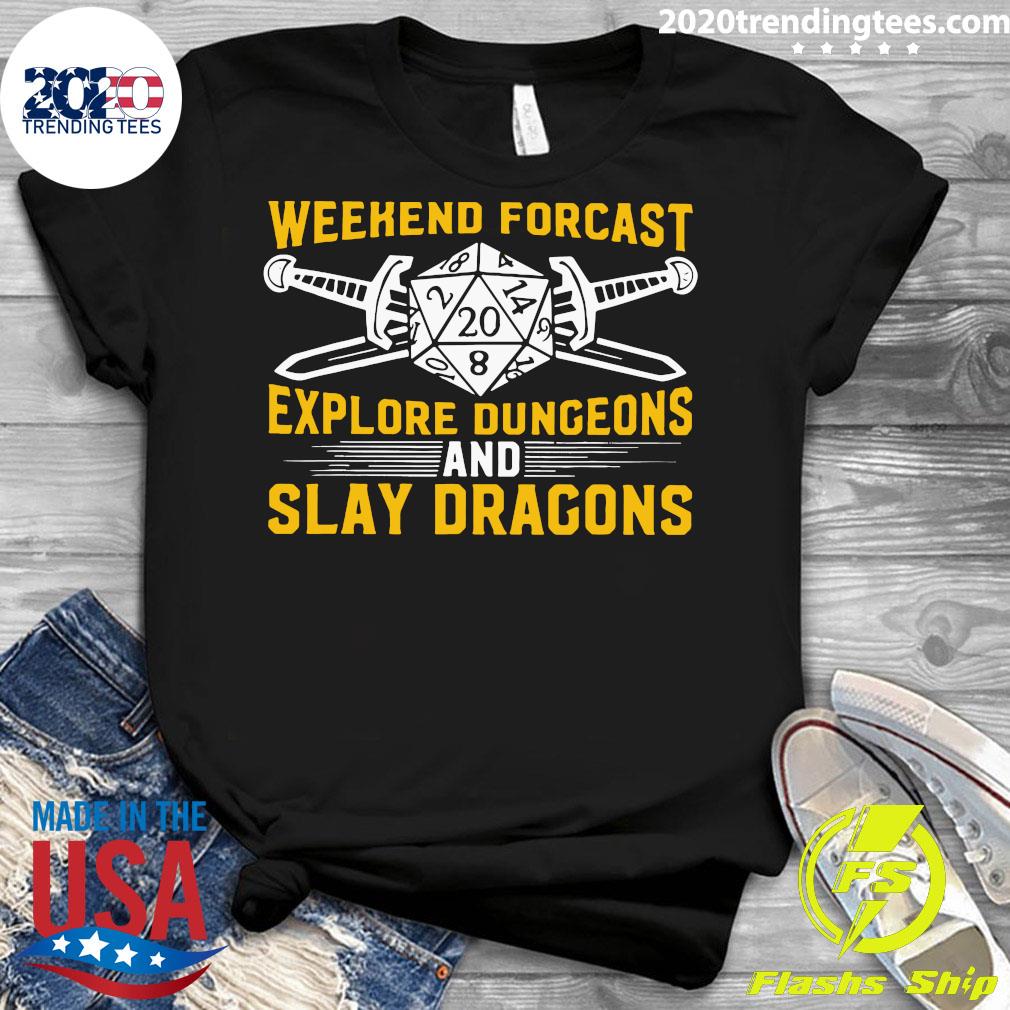 Weekend Forecast Explore Dungeons And Slay Dragons - Adult & Kids T-Shirts, Sweatshirts & Hoodies apparel design preview 3