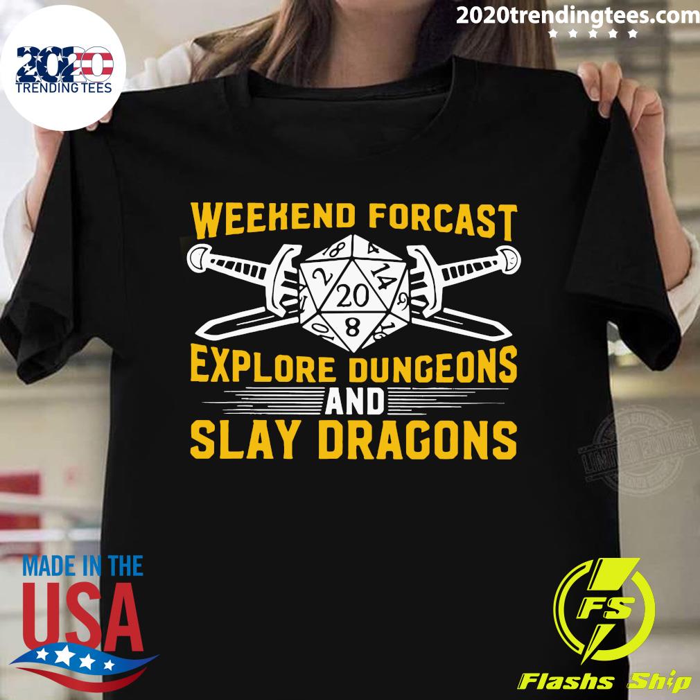 Weekend Forecast Explore Dungeons And Slay Dragons - Adult & Kids T-Shirts, Sweatshirts & Hoodies apparel design preview 1