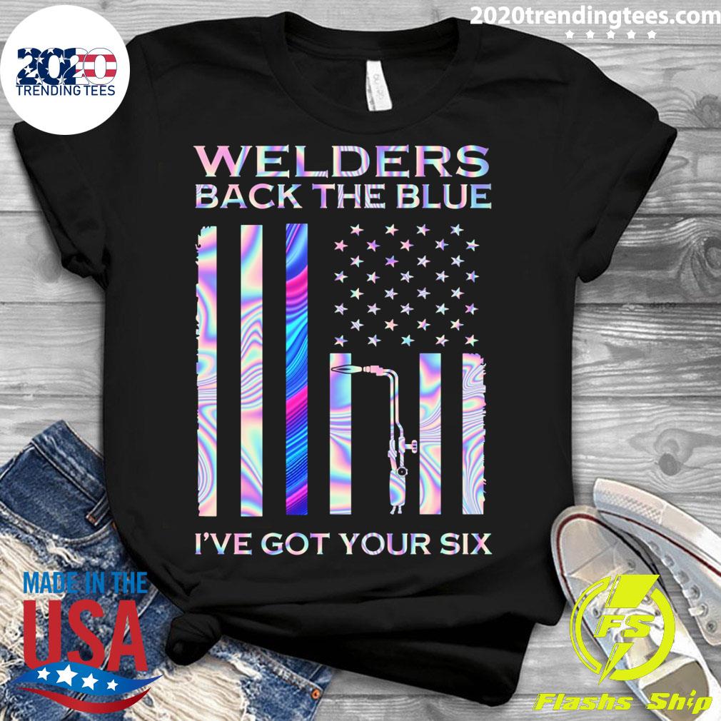 Welders Back The Blue I've Got Your Six American Flag - Adult & Kids T-Shirts, Sweatshirts & Hoodies apparel design preview 3