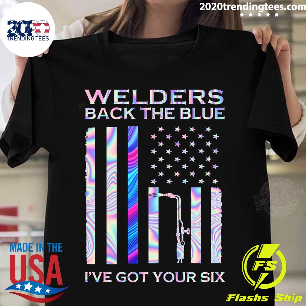 Welders Back The Blue I've Got Your Six American Flag - Adult & Kids T-Shirts, Sweatshirts & Hoodies apparel design preview 1