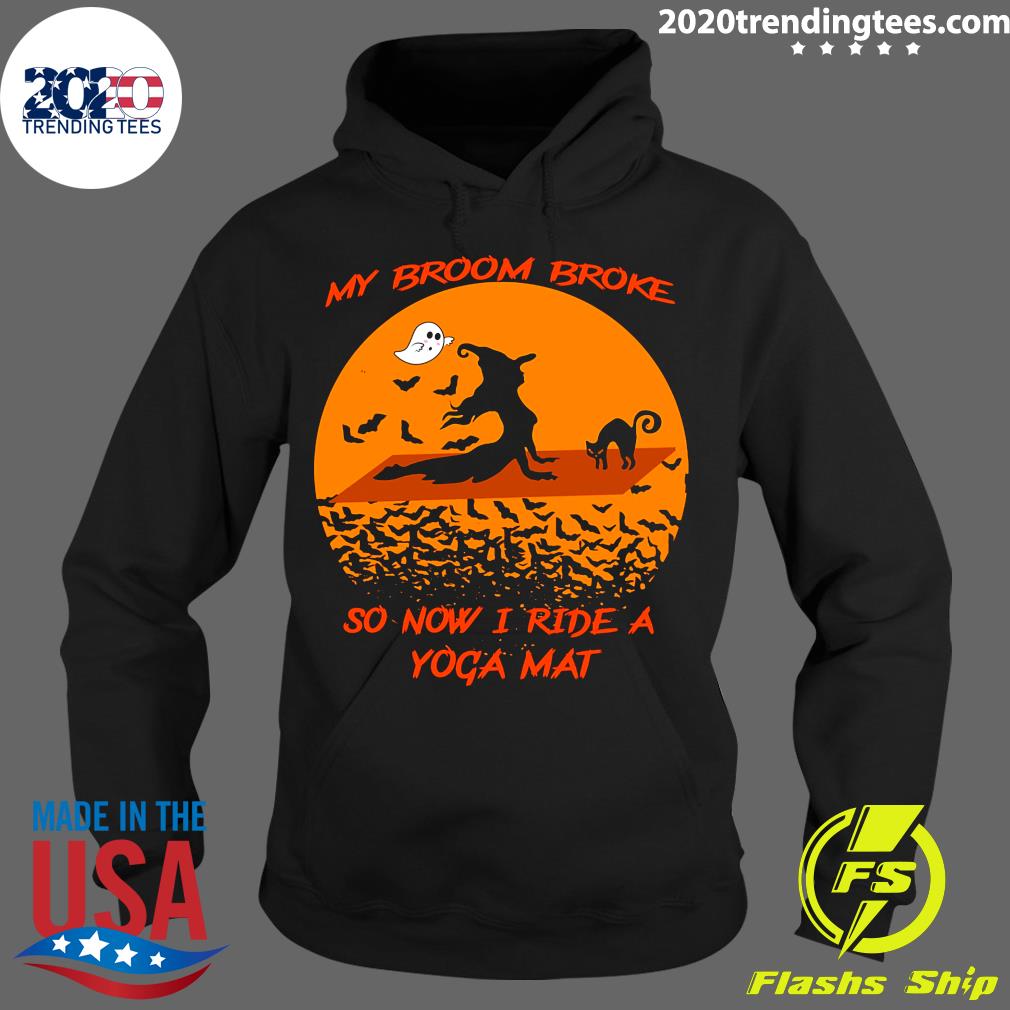 Witch And Black Cat My Broom Broke So Now I Rate A - Adult & Kids T-Shirts, Sweatshirts & Hoodies apparel design preview 2