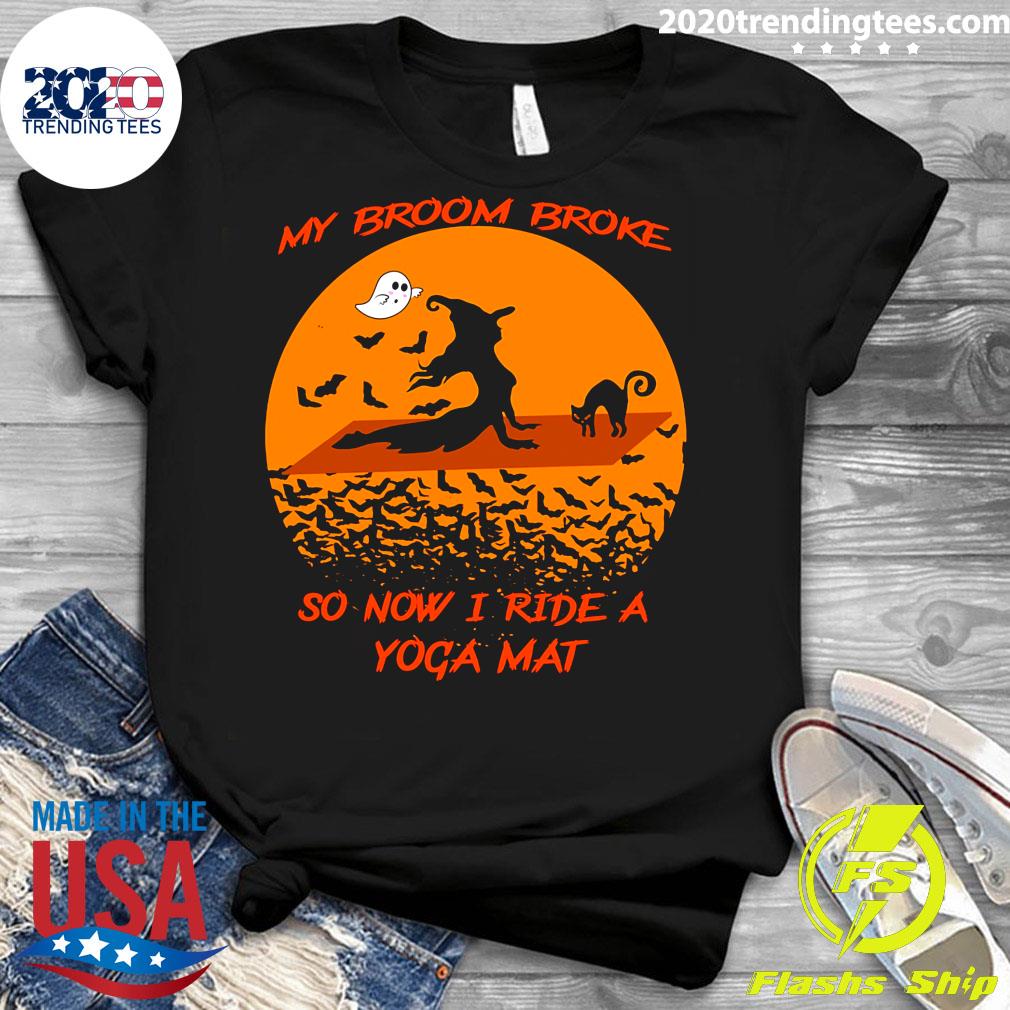 Witch And Black Cat My Broom Broke So Now I Rate A - Adult & Kids T-Shirts, Sweatshirts & Hoodies apparel design preview 3