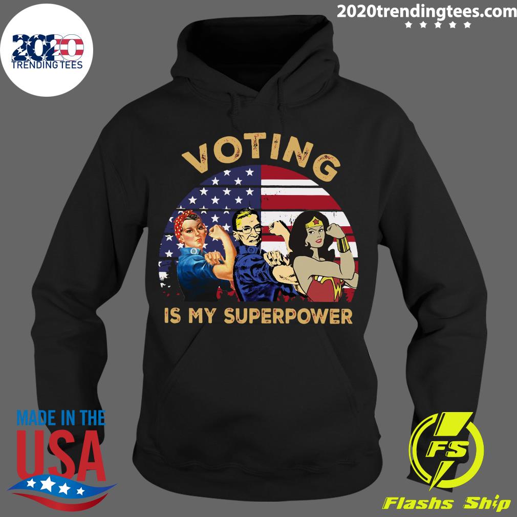 Women Speak Voting Is My Super Power US Flag Black - Adult & Kids T-Shirts, Sweatshirts & Hoodies apparel design preview 2