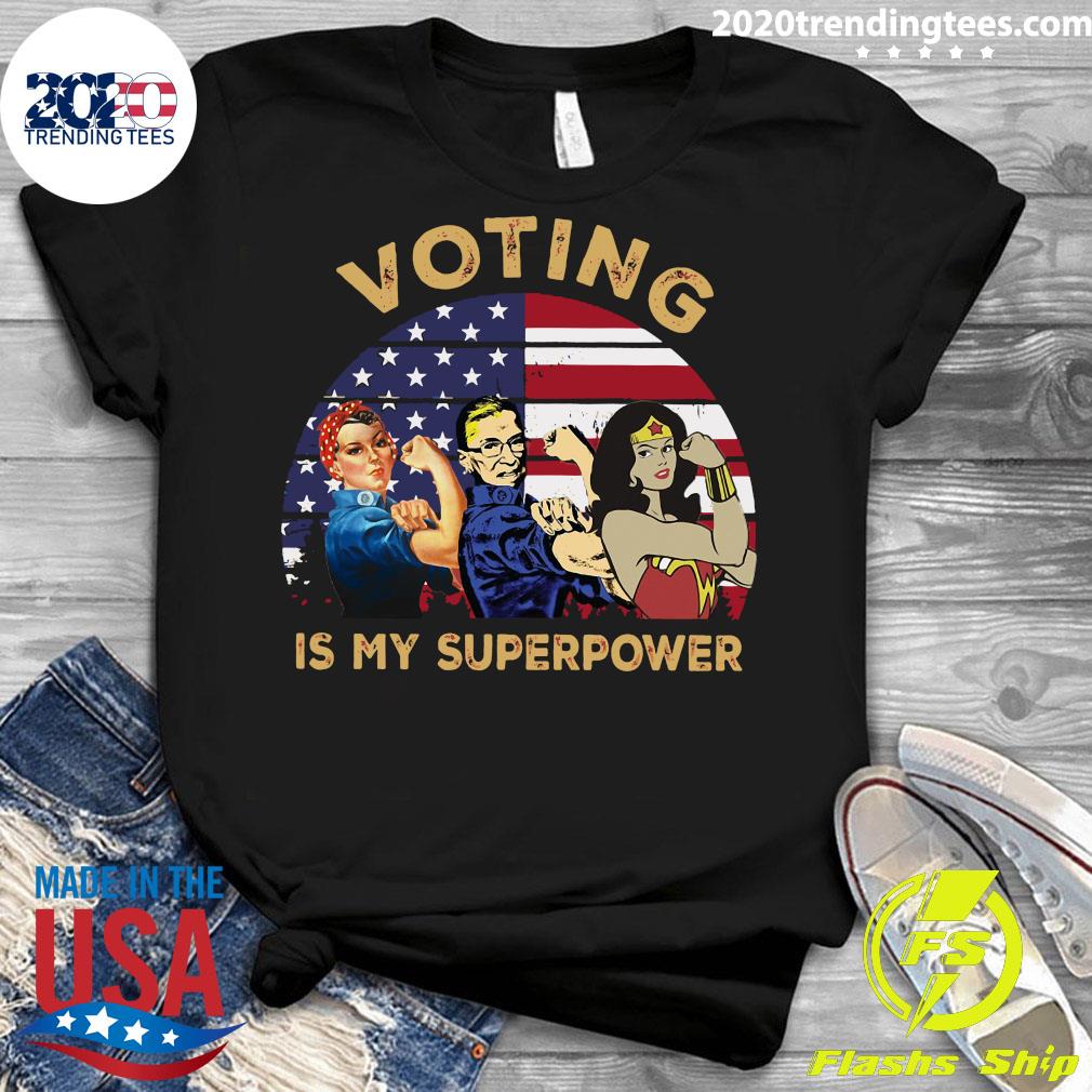 Women Speak Voting Is My Super Power US Flag Black - Adult & Kids T-Shirts, Sweatshirts & Hoodies apparel design preview 3