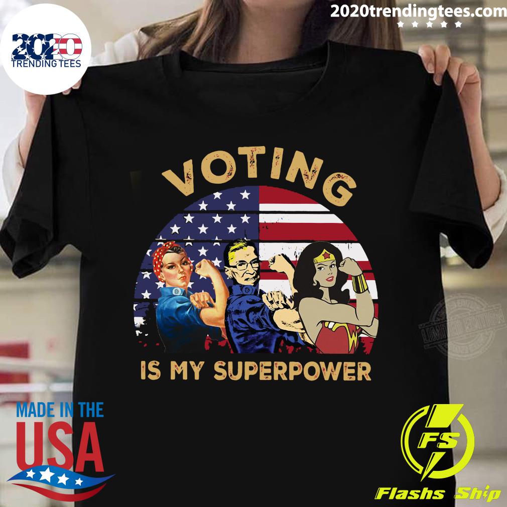 Women Speak Voting Is My Super Power US Flag Black - Adult & Kids T-Shirts, Sweatshirts & Hoodies apparel design preview 1