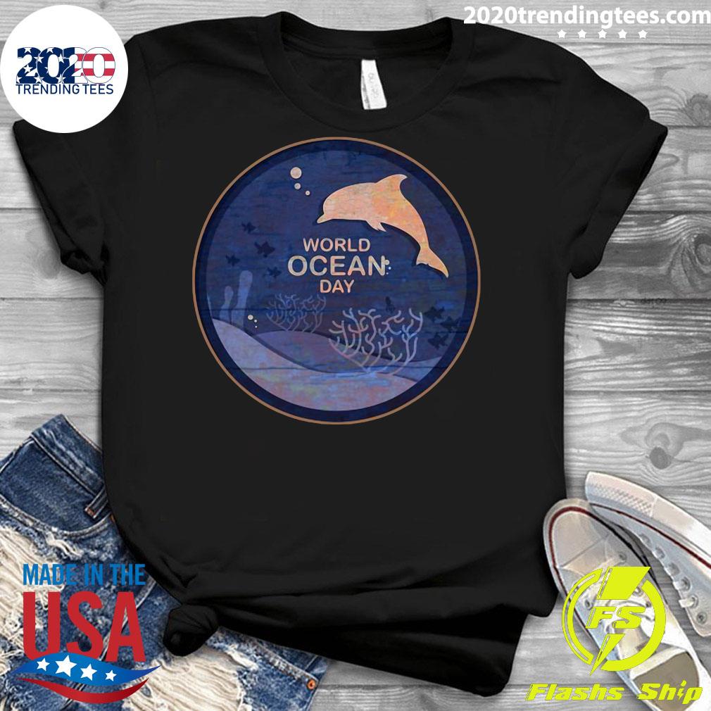World Ocean Day Awareness Dolphin - Adult & Kids T-Shirts, Sweatshirts & Hoodies apparel design preview 3