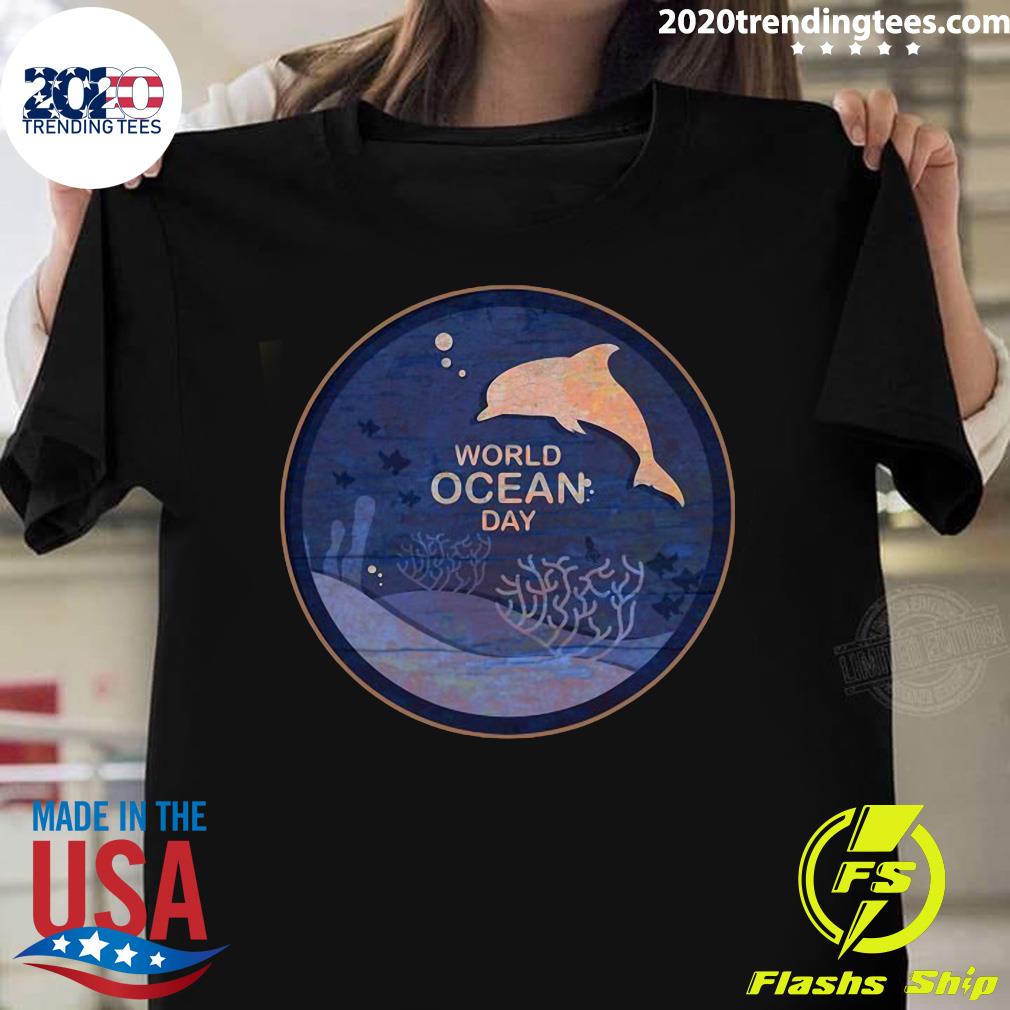 World Ocean Day Awareness Dolphin - Adult & Kids T-Shirts, Sweatshirts & Hoodies apparel design preview 1