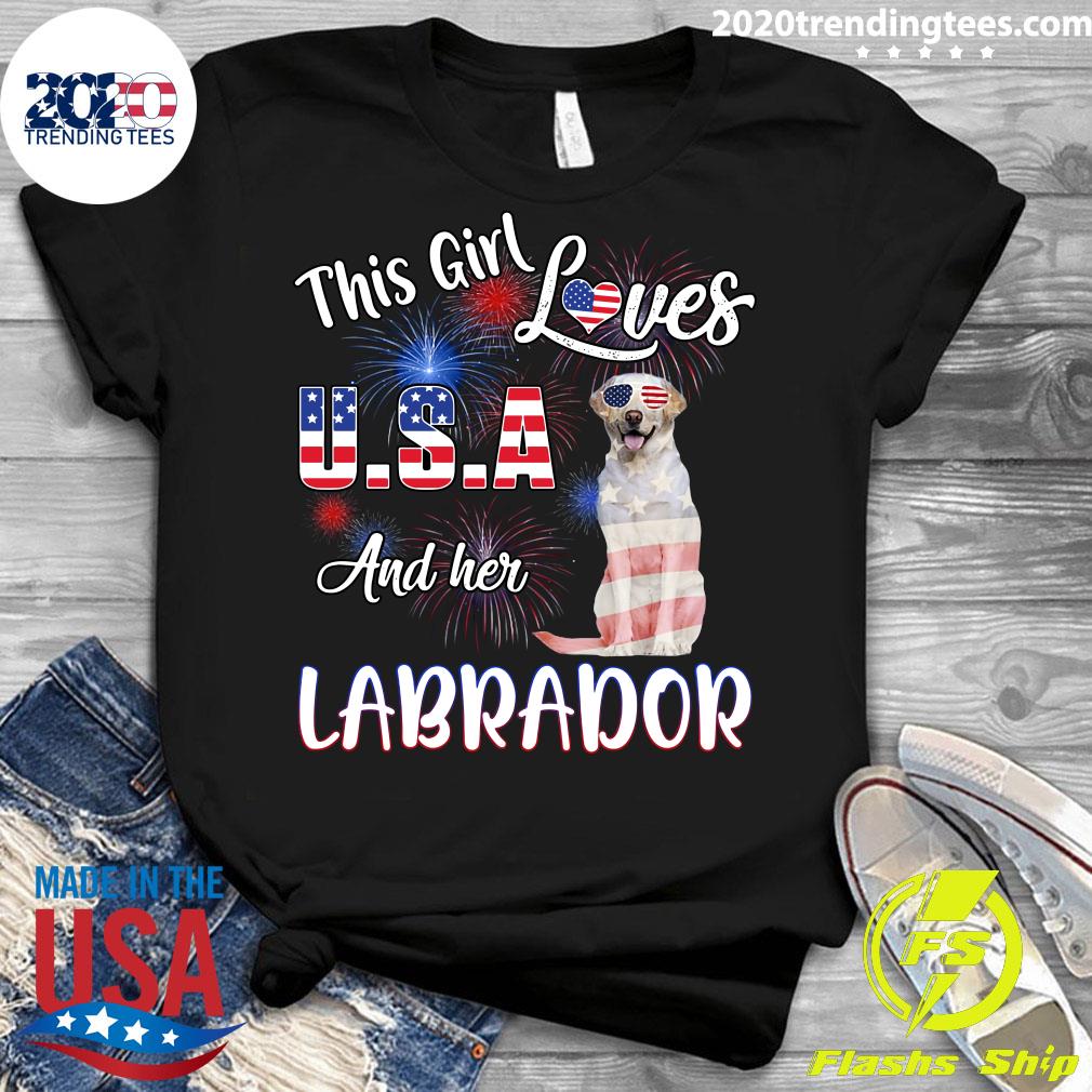 Yellow Labrador This Girl Loves USA And Her American - Adult & Kids T-Shirts, Sweatshirts & Hoodies apparel design preview 3