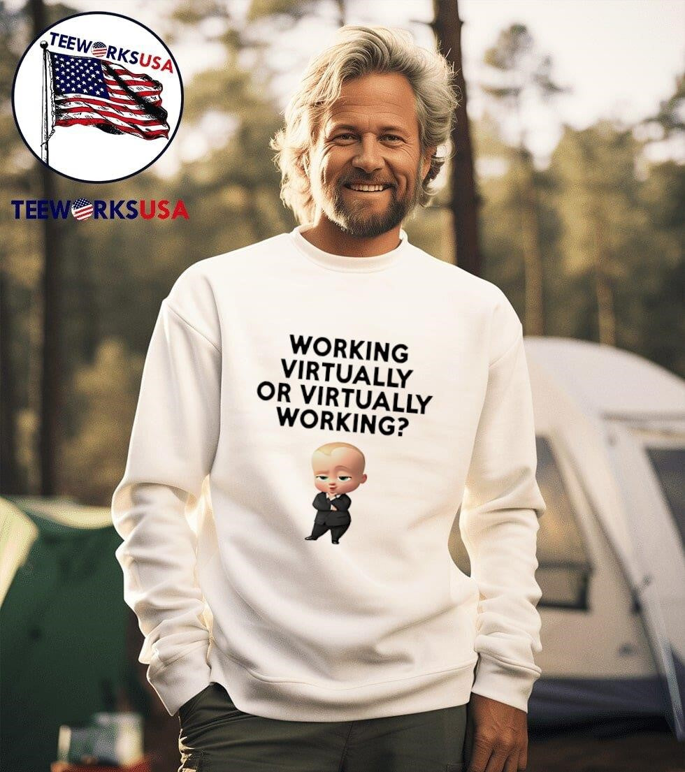 Working virtually or - Adult & Kids T-Shirts, Sweatshirts & Hoodies apparel design preview 3