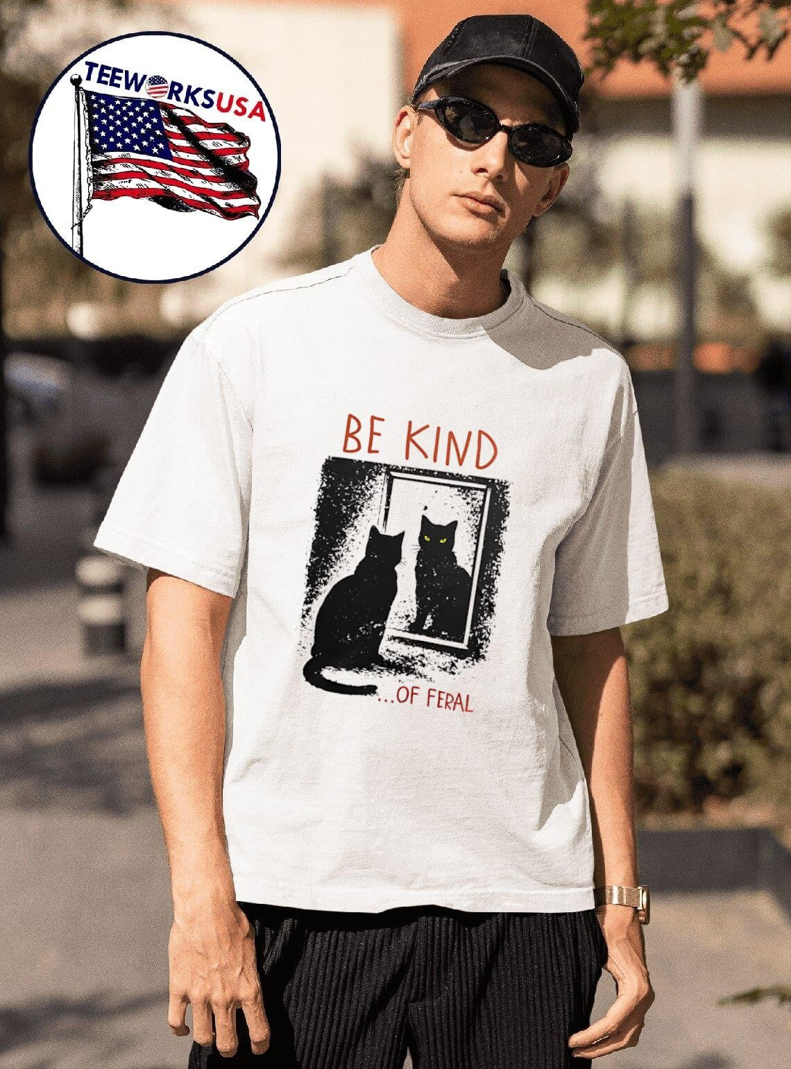 Be Kind Of Feral Black Cat Mirror - Adult & Kids T-Shirts, Sweatshirts & Hoodies apparel design preview 1